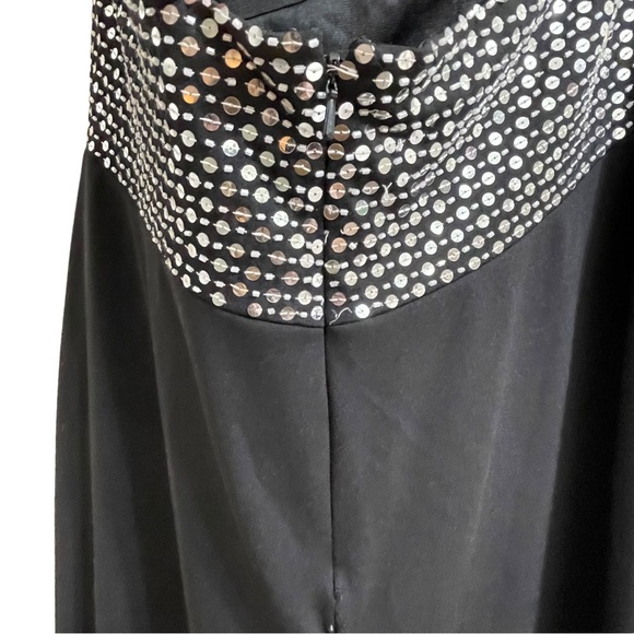 Cache Black Silver Sequin Formal Dress Size 10 - Picture 5 of 7